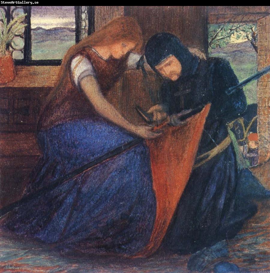 unknow artist Lady Affixing pennant to a knight-s spear